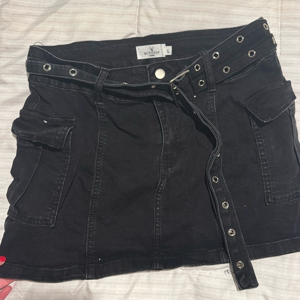 Windsor denim skirt black